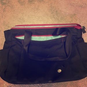 Haiku Black Travel Bag with Pink and Teal Accents
